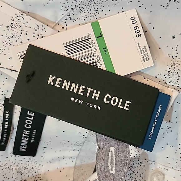 Kenneth Cole Button Down Shirt White With Speckled Black and Grey Trim Size L - Picture 3 of 16